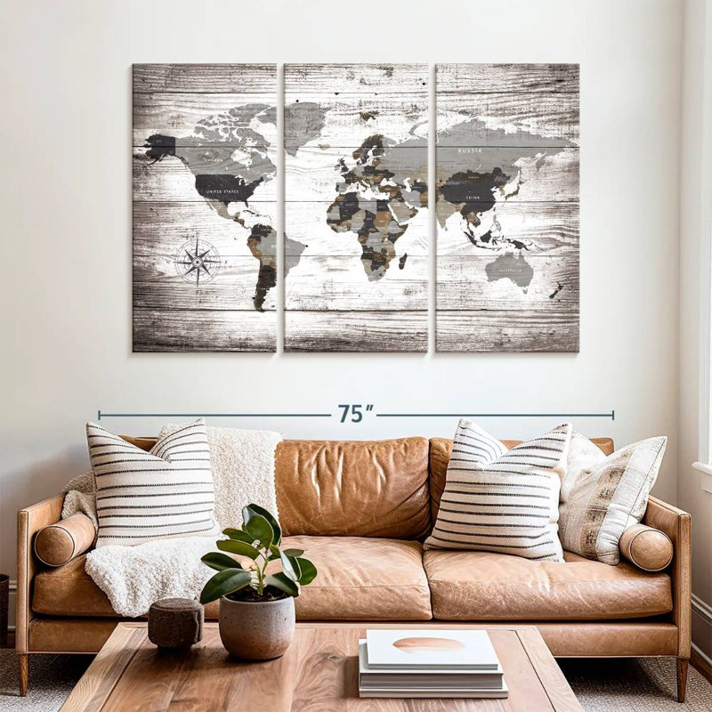 Keiri Aged World Map XXXII, 42" H x 65" W