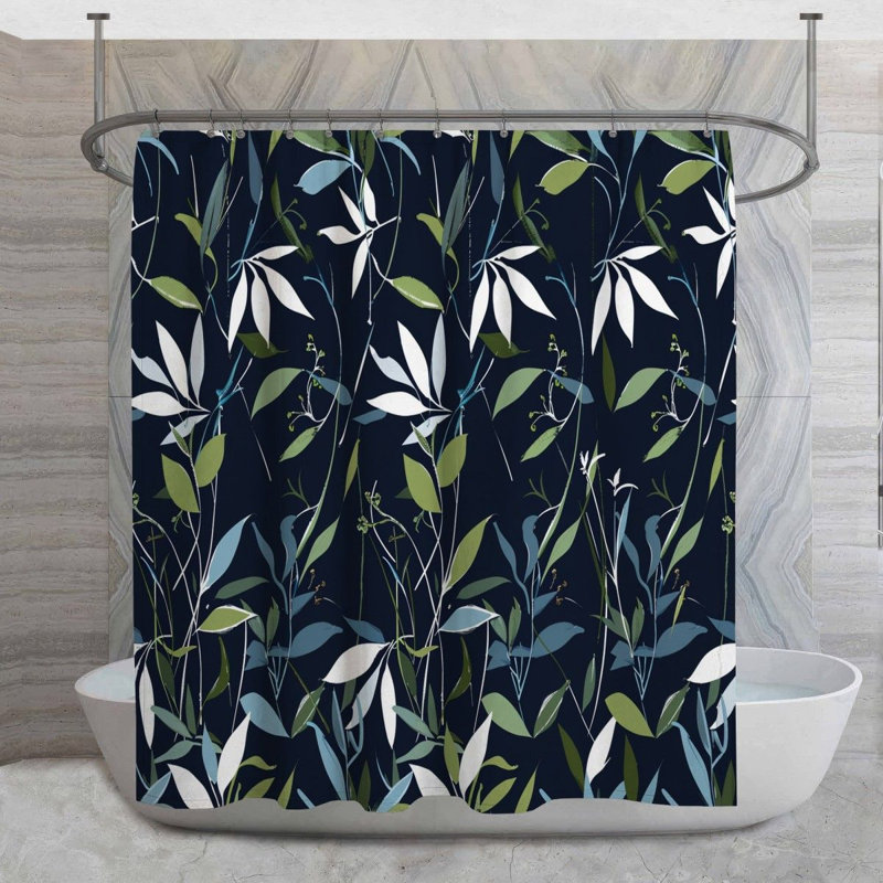 Rideau de douche botanique - motif de salle de bain, H 83 po x l 70 po