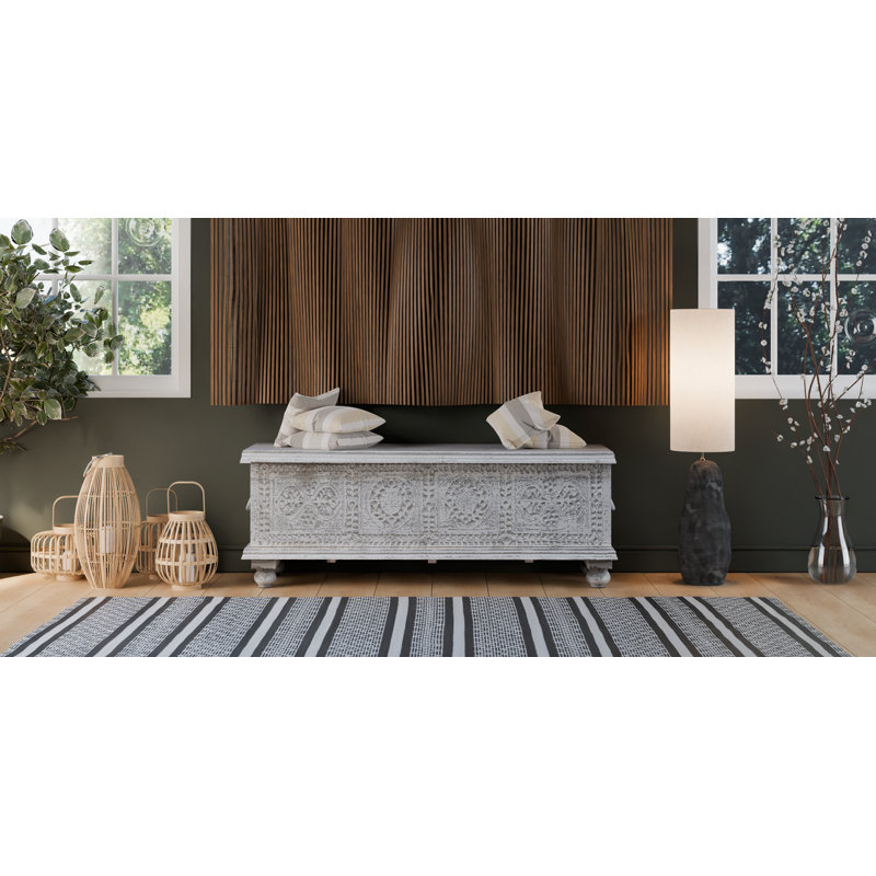 Aarohi Bonney Carved Storage Bench, White