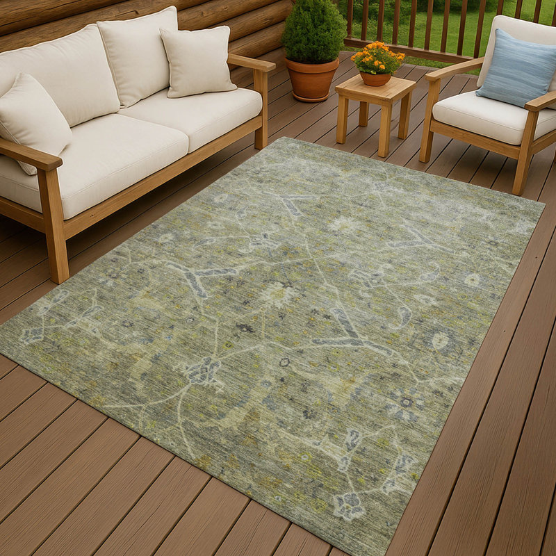 Tapis intérieur / extérieur lavable à la machine Matteson ACN2298 Global, Rectangle 9 pi x 12 pi