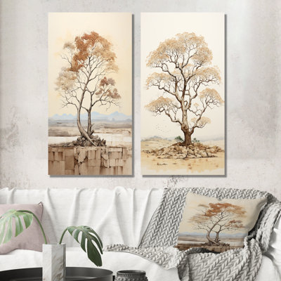Baobab minimaliste beige - ensemble de 2 impressions de baobab