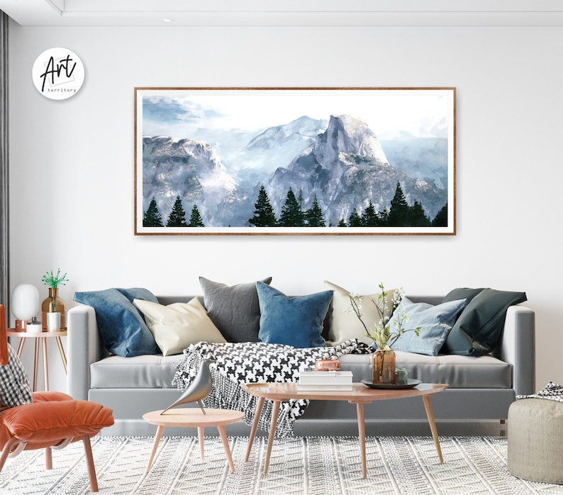 «Yosemite National Park, Mountain Extra Large Wall Art Print», affiche sans cadre avec toile tendue, Toile tendue