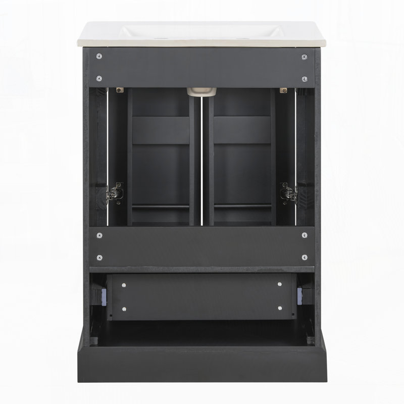 Meuble-lavabo 24 po avec lavabo, Noir