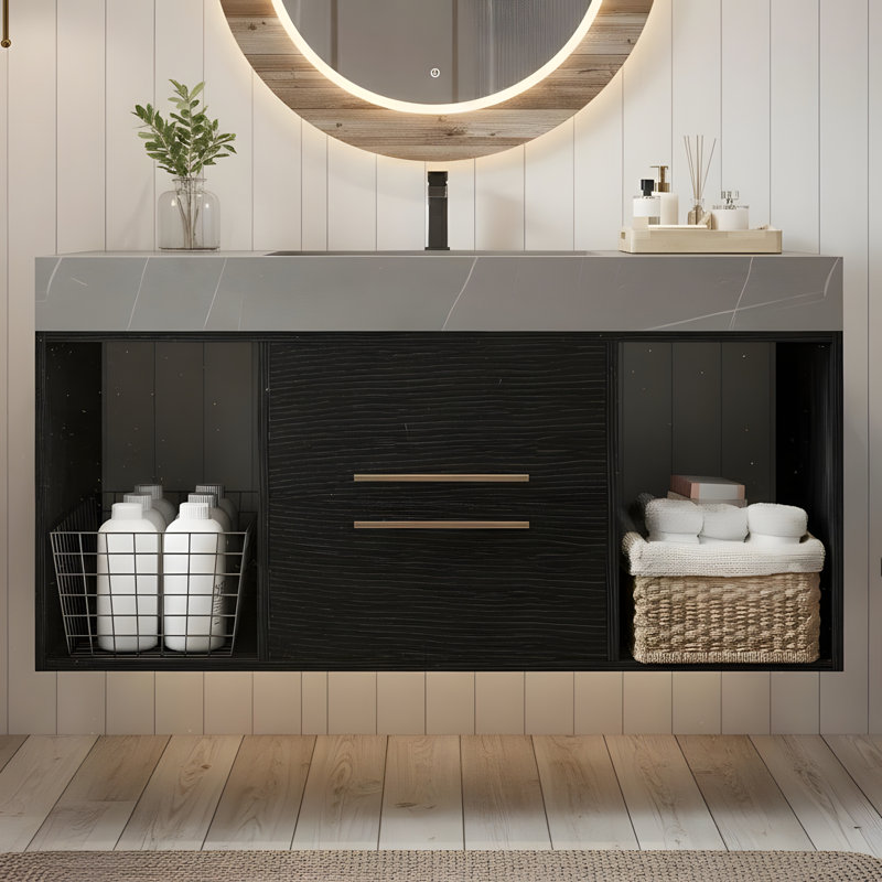 Meuble-lavabo flottant Modern, 40", Gris
