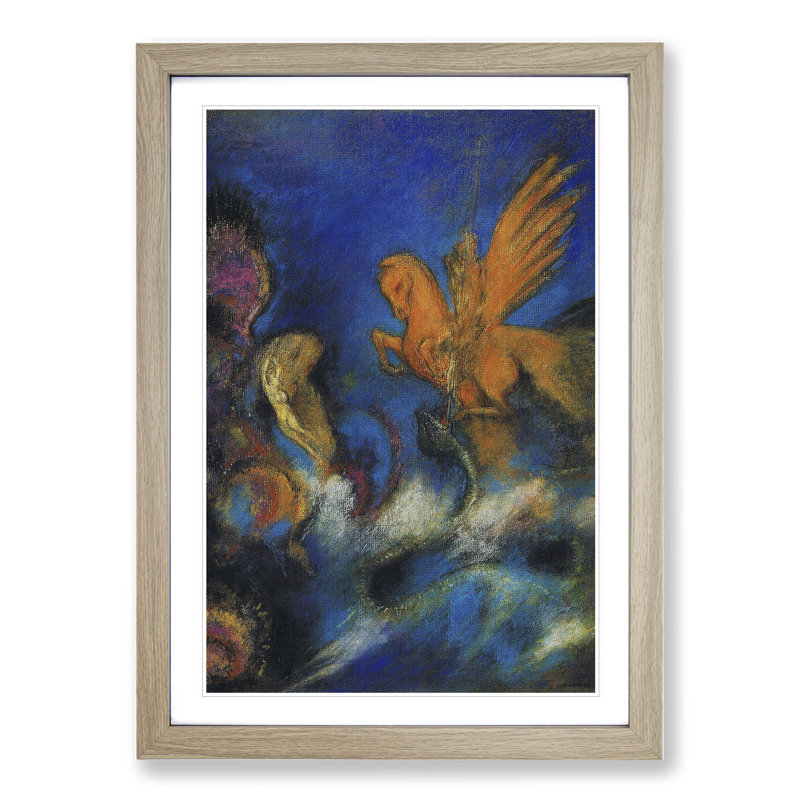 The Lighter of Dreams by Odilon Redon - Picture Frame Painting, 65cm H x 48cm W x 2cm D, Oak