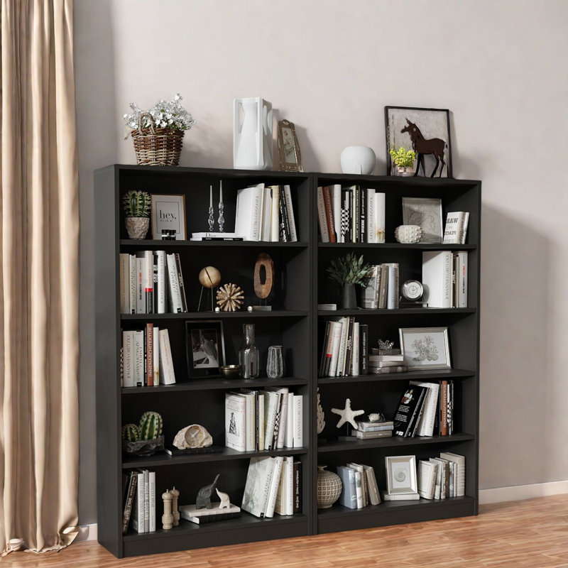 Spacious Storage Bookcases, Mdf Wood Modern 5 Shelf Design For Home