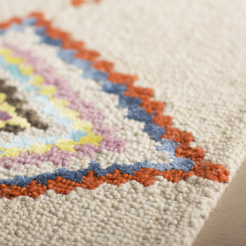 Tapis blanc cassé en laine touffeté à la main Agostini, Rectangle 4 pi x 6 pi