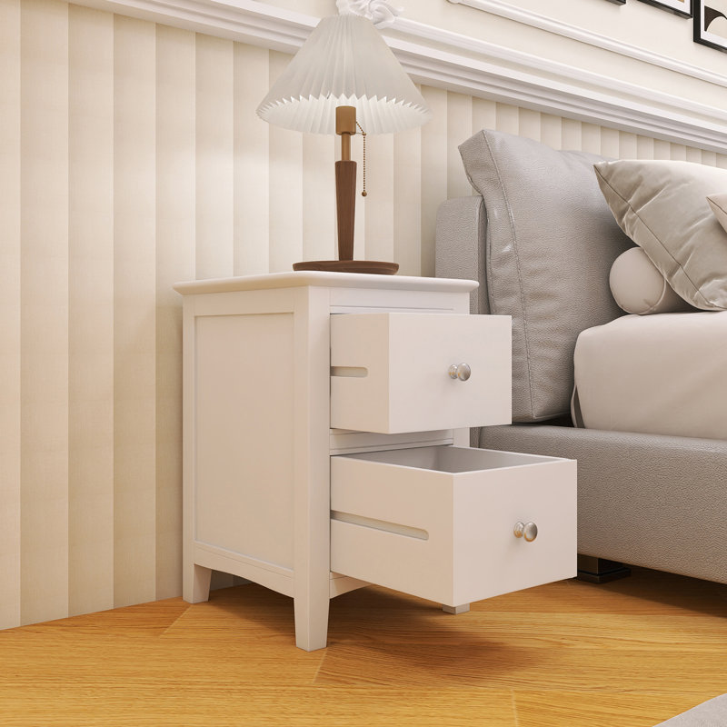 Table de chevet blanche avec 2 tiroirs
