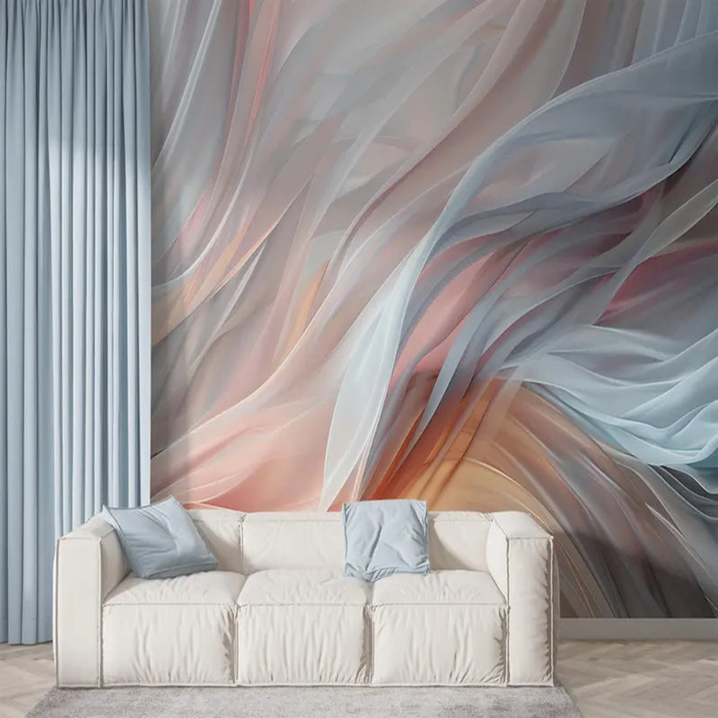 Voile soyeux au coucher du soleil, L 108 po x l 192 po