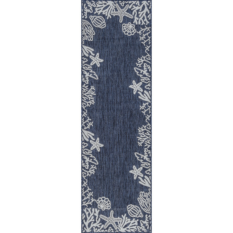 Tapis d'intérieur / extérieur bleu marine Seraphine, Tapis de couloir 2 pi 8 po x 9 pi 10 po
