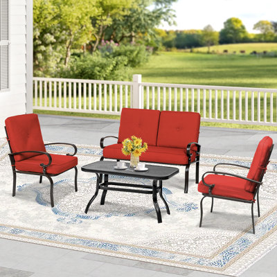Baldewijn 4 - Person Patio Conversation Set with Cushions