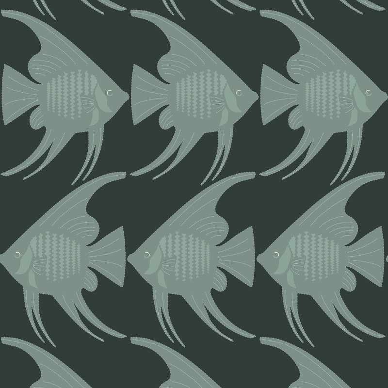 Angel Fish - Black Wallpaper, Black, Non-pasted
