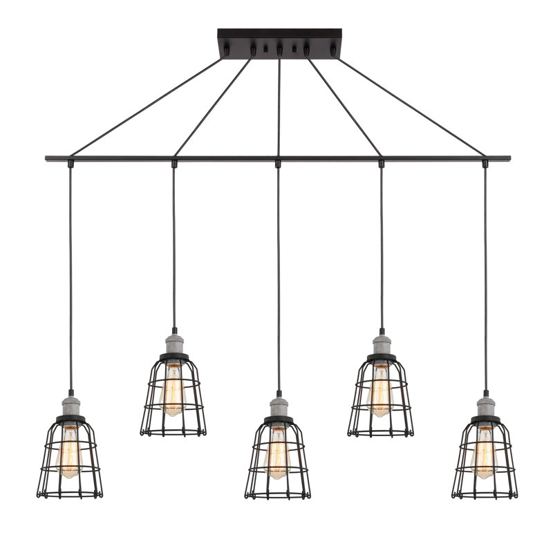 Pinnix 5 - Light Kitchen Island Pendant, Antique Brass/Bronze