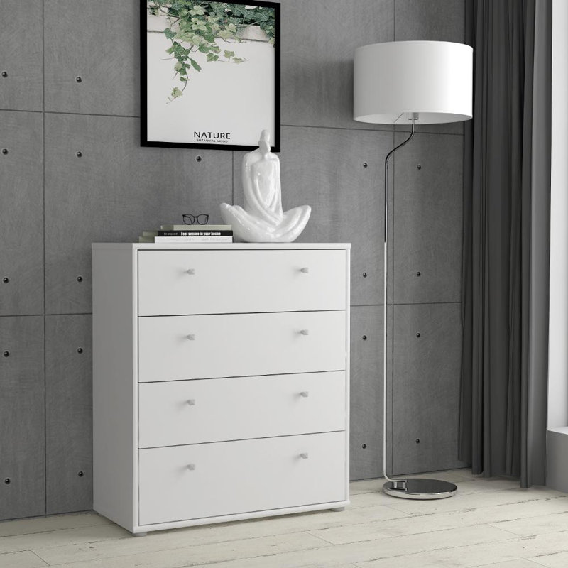 Amandla 73.7 cm W Chest of 4 Drawers, White