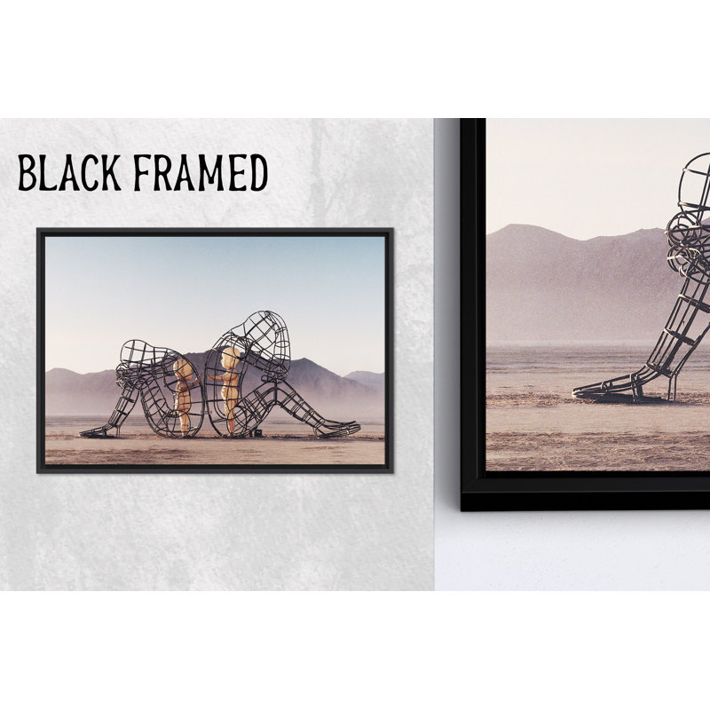 Reproduction d'art sur toile imprimée: Sculpture homme brûlant - Cadeau de couple élégant, 1P BlackFramedCanves