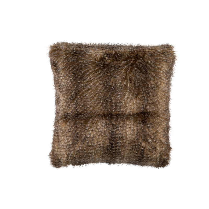 Faux Fur Square Pillow Cover & Insert, 24" x 24", Chestnut