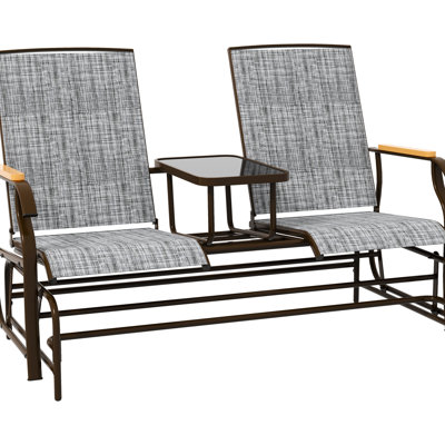 Outdoor Glider With Frame And Breathable Fabric - Grey 265 Lbs Capacity Mesh Construction