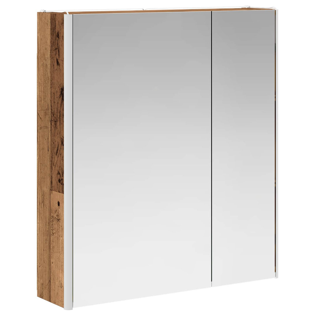 Bathroom Mirror Cabinet With LED Strip Lights Engineered Wood Storage