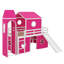 Lit mezzanine double avec tente et tour rose