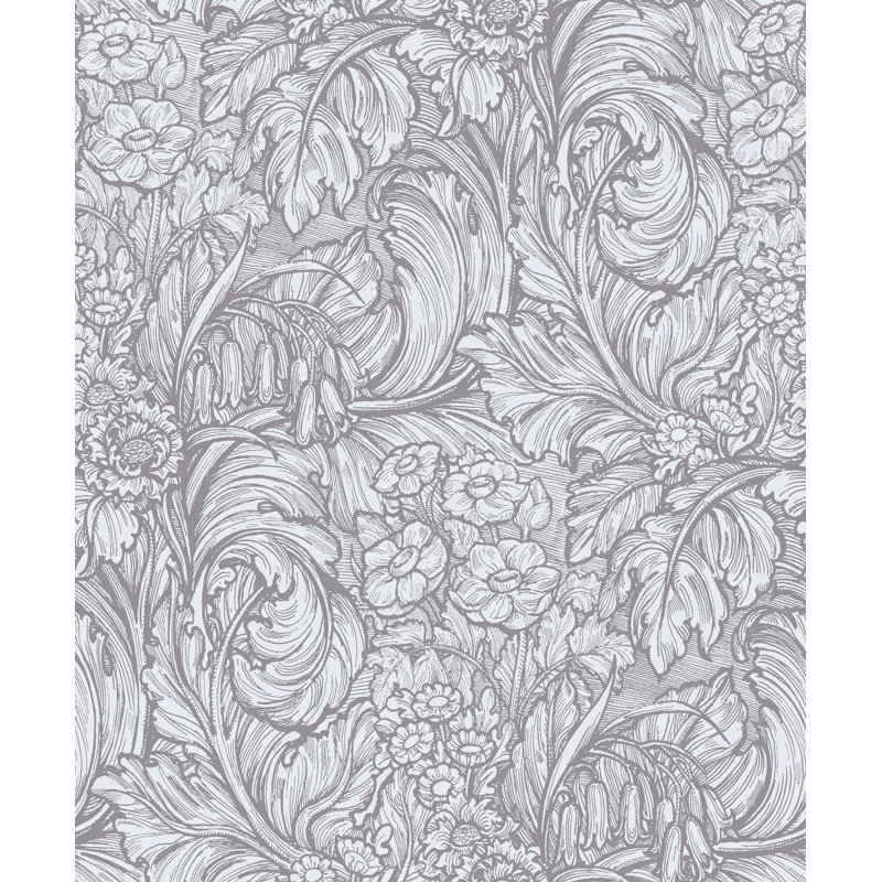 Llewelyn-Bowen - Off The Wall Floral Non-Woven Wallpaper Roll, Gray