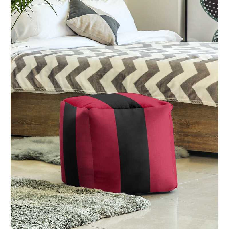 Upholstered Ottoman, Red/Black/Red