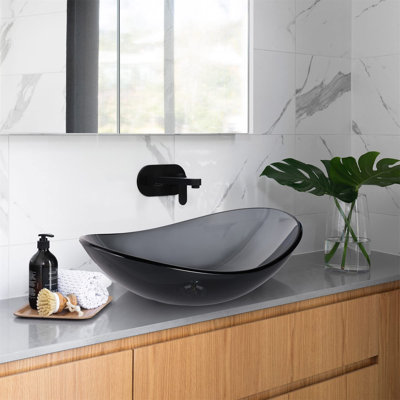 Meuble-lavabo ovale en verre trempé Aquaterior