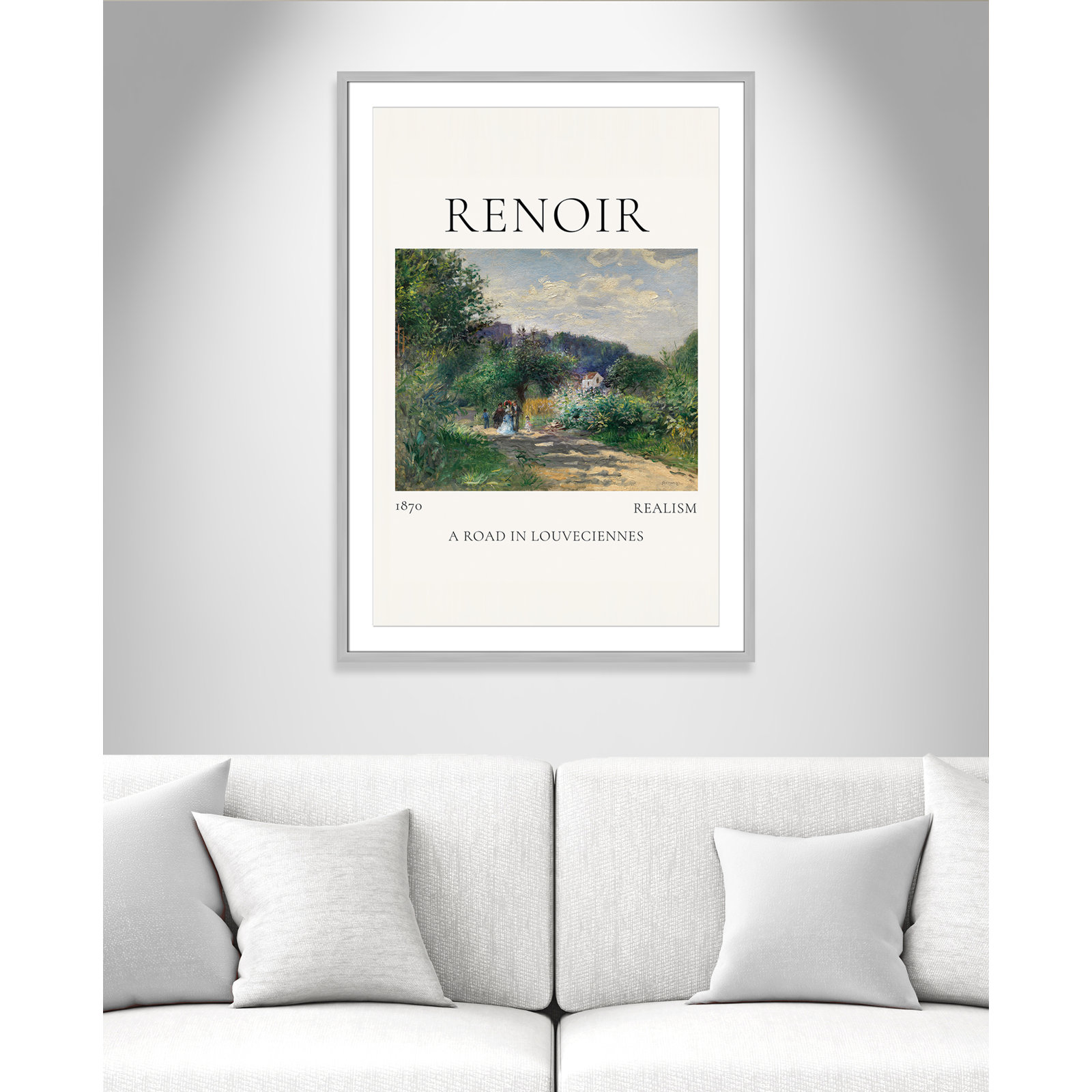 Rocchetto "A Road in Louveciennes" Print, Silver Single Picture Frame, Yes, 41.5" H x 29.5" W x 1.25" D