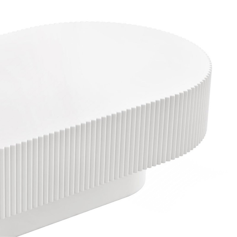 Table basse ovale, Blanc, 13.92" H x 43.32" W x 23.63" D
