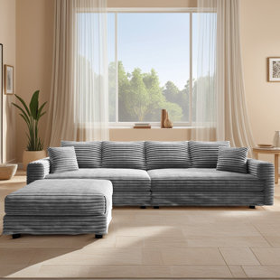 103'' Modular Sectional Sofa With Chaise Conversion And 2 Throw Pillows