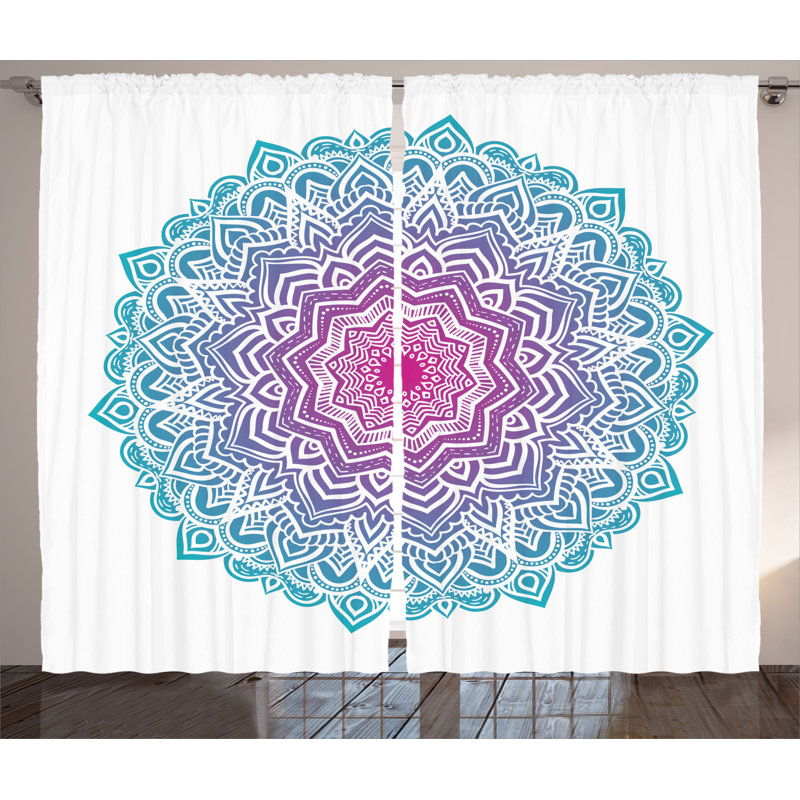 Mandala Abstract Semi-Sheer Rod Pocket Curtain Panels, 54" x 63"