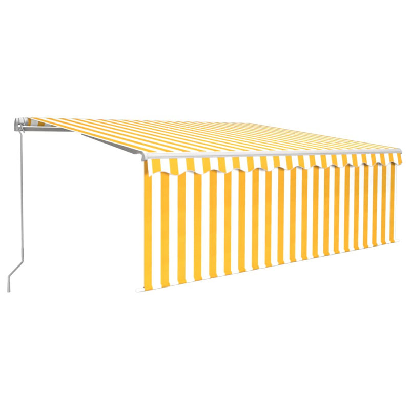 Dakota Fields Fabric Cover Retractable Patio Awning, Striped, 120cm H x 400cm W x 300cm D, Orange/Brown
