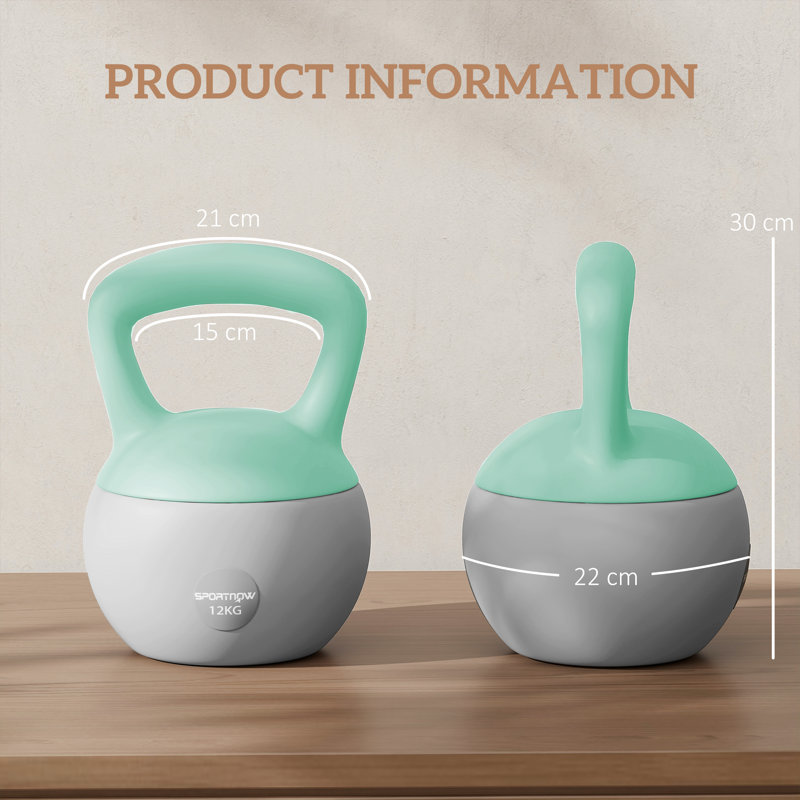 SPORTNOW 12kg Soft Kettlebell with Non-Slip Handle, Grey/Green