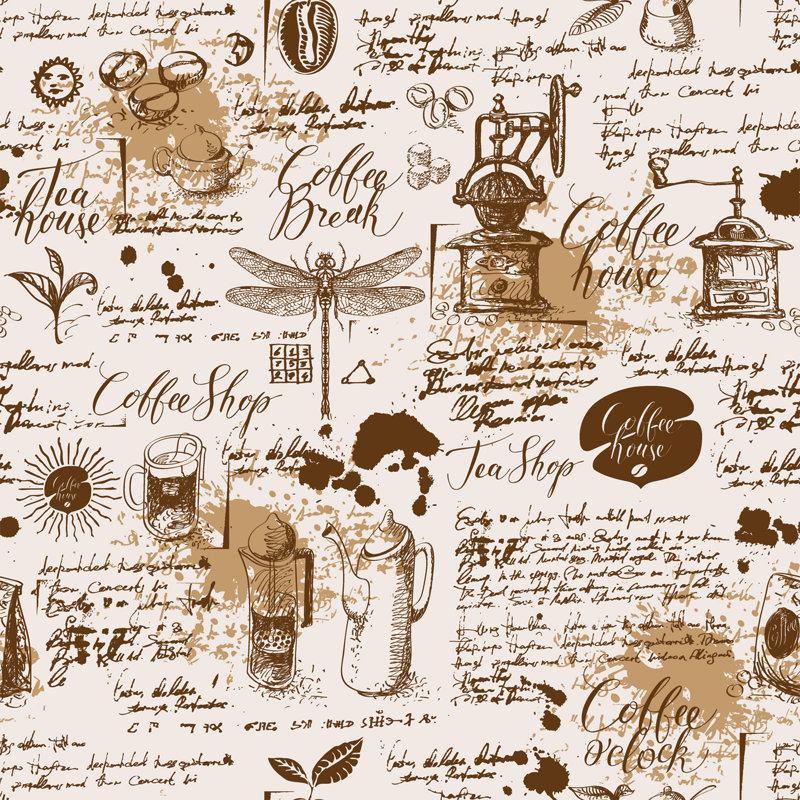Papier peint amovible à thème rétro café