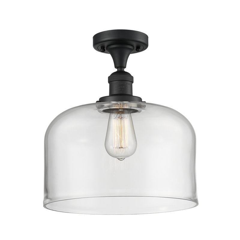 Plafonnier semi-encastré 1 lumière Bell, Clair, Ampoule non incluse, Bronze frotté à l'huile