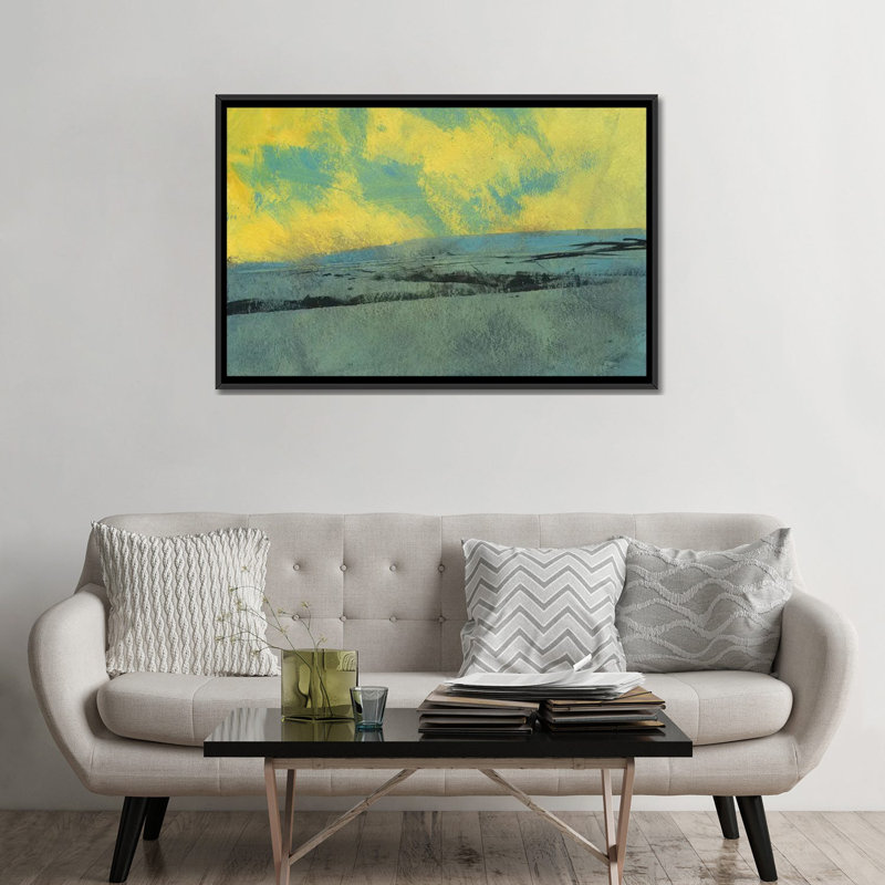 « pâle matinée light », reproduction sur toile, H 18 po x l 26 po x P 1,5 po, Toile avec cadre noir, Pas de tapis