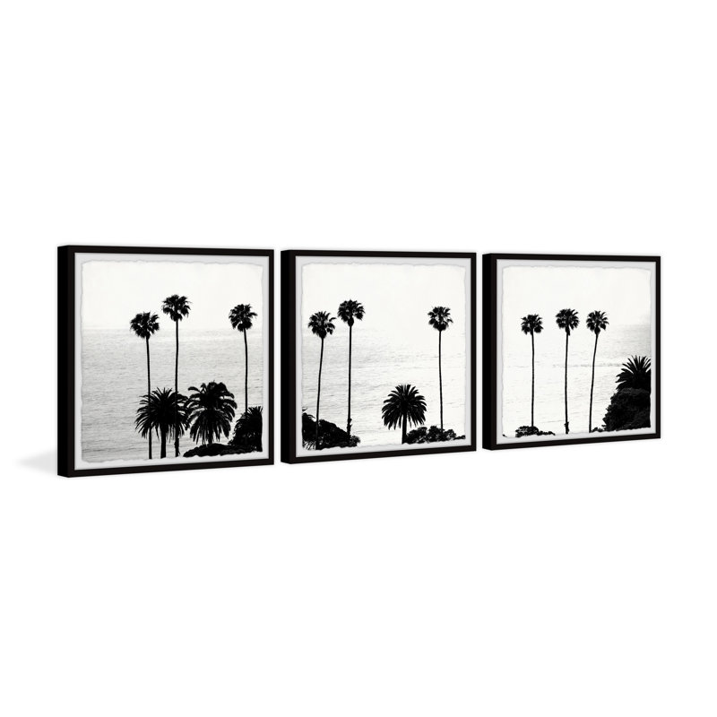 «Towering Palm Trees» par Marmont Hill - ensemble de 3 photos encadrées, H 12 po x l 12 po