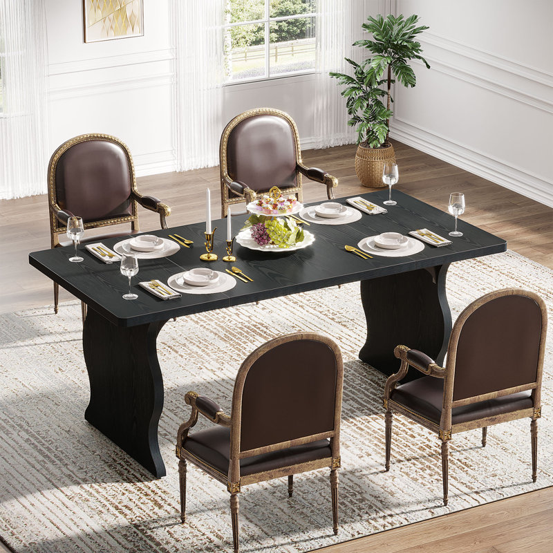 Saphronia 63'' Rectangular Dining Table, Black