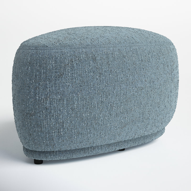 Adna 26.5'' Triangular Upholstered Ottoman, Mellow Steel Blue Boucle