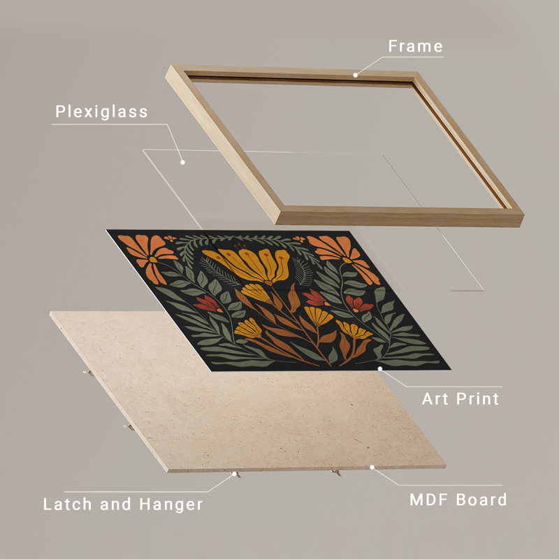 Abstrait, fleurs sauvages classiques, Mid Century Modern, impression encadrée, affiches, petit art mural, H 11 po x l 14 po