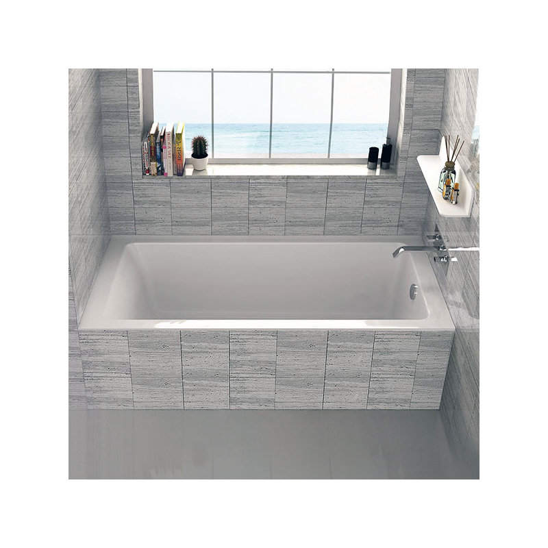 Alcove Soaking Fiberglass Bathtub, Right