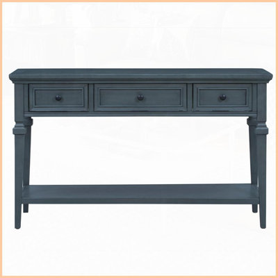 Table basse rétro avec 3 tiroirs gris Tablette, structure en bois massif, peu encombrante Facile à assembler