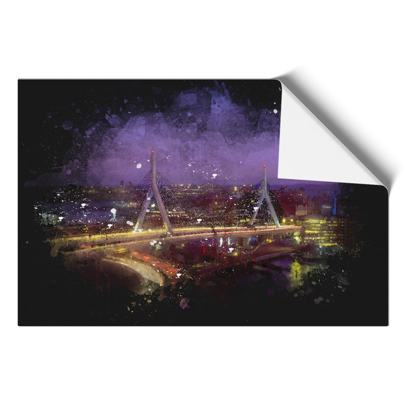 Massachusetts Boston Skyline Paint Splash - Frameless Print, 59cm H x 84cm W x 0.1cm D