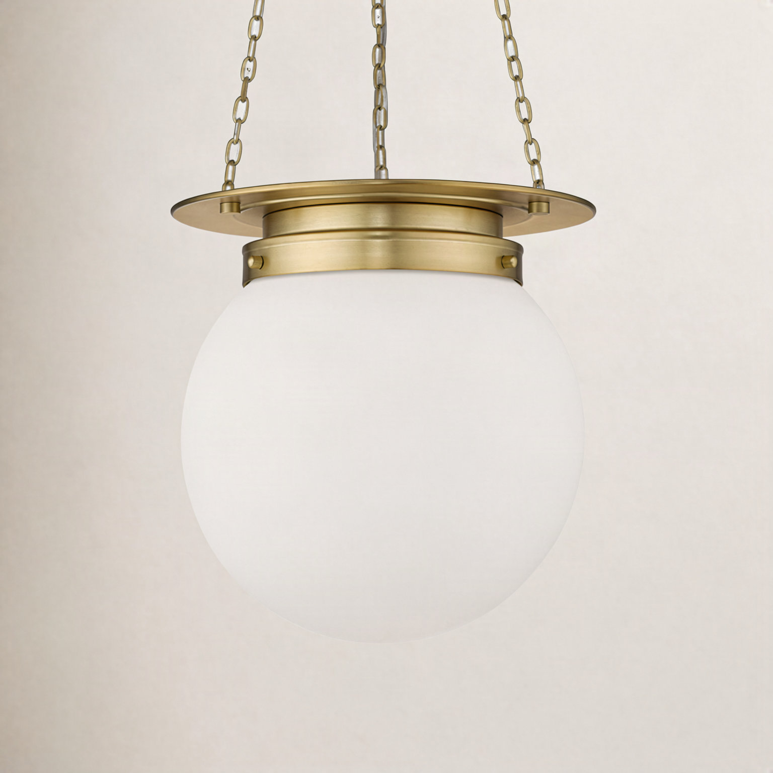 Zella Single Light Glass Dimmable Pendant, 86.75" H x 13" W x 13" D, White, Heritage Brass
