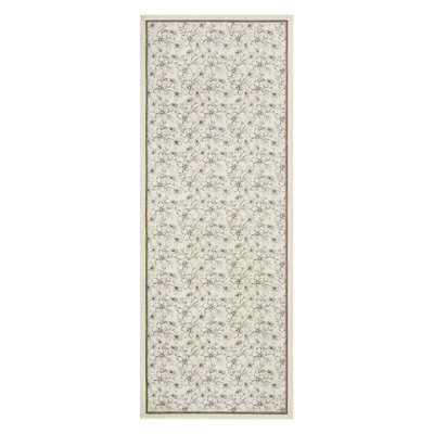 Boho Floral Washable Area Rug 10x13ft – Soft Low Pile, Non-Slip Carpet for Bedroom, Living Room, Playroom, Nursery – Large Blue Indoor Mat