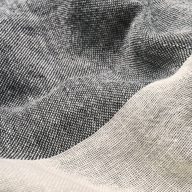 Vista Linen Stripe Casement Fabric, Carbon/White