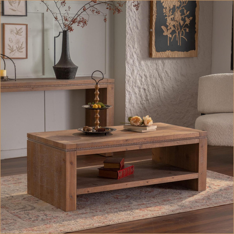 Table basse 38 po en bois pour le salon, facile à nettoyer et amp; Décor peu encombrant