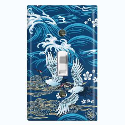 Japanese Flying Crane Ocean Nature Themed 1 - Gang Toggle Light Switch Standard Wall Plate