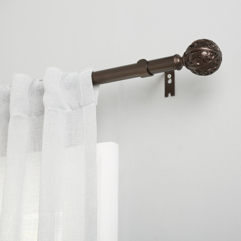 Amalgamated Textiles Exclusive Home Vulcan 1" Window Curtain Rod and Finial Set, Adjustable