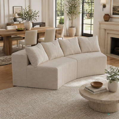 Canapé modulaire incurvé en velours Corduroy