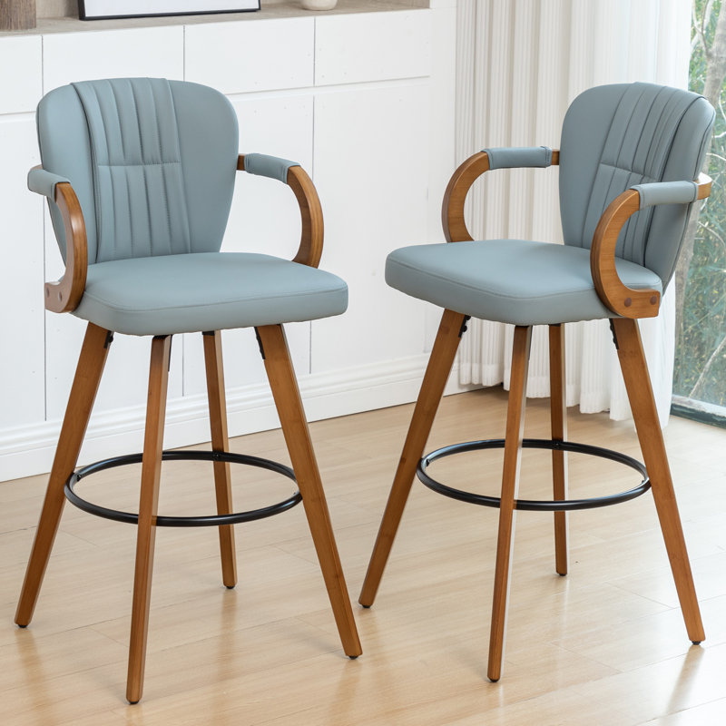 Swivel Upholstered Counter Stool, Counter Stool (26” Seat Height), Blue